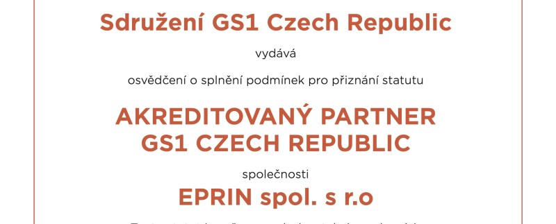 Jsme Akreditovan partner GS1 Czech Republic 2025!